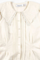 White Lace Floral Collar Blouse