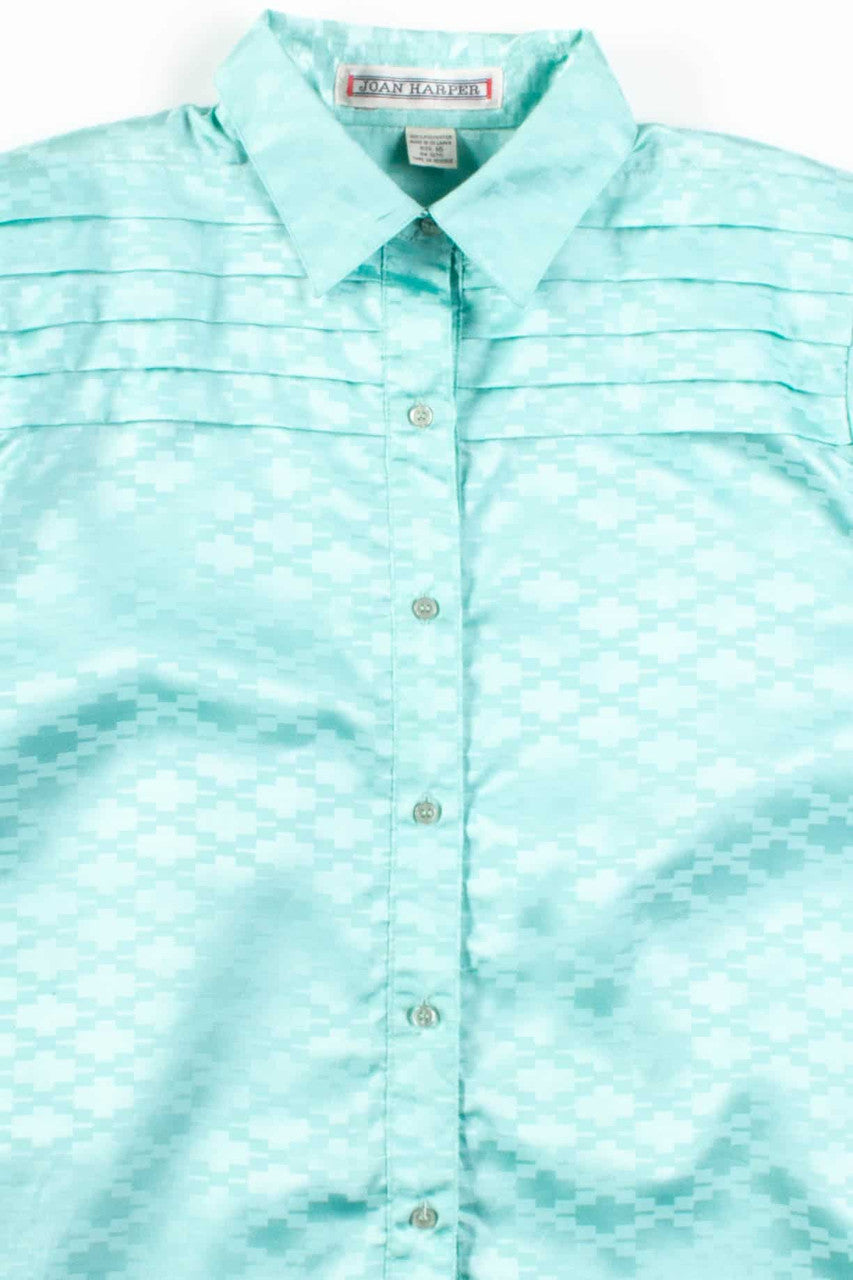 Teal Pleated Geometric Blouse
