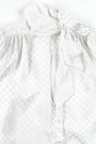 White Chevron Bow Neck Vintage Top