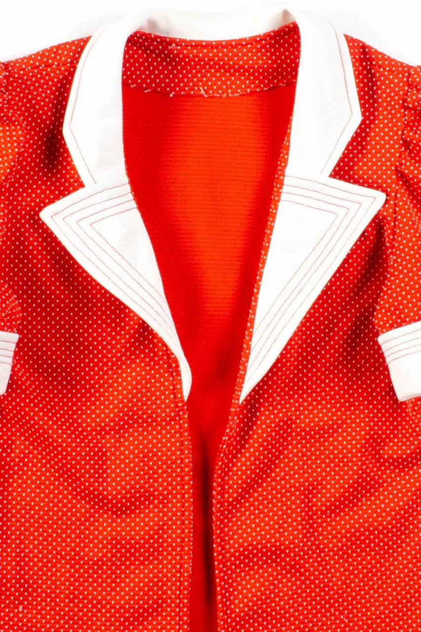 Red Dotted Open Front Vintage Shirt