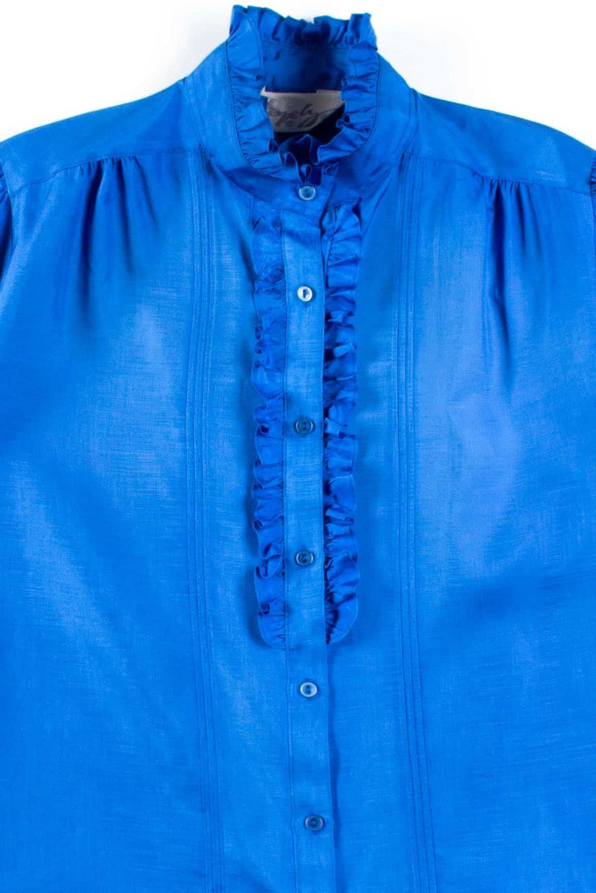 Blue Ruffled Blouse