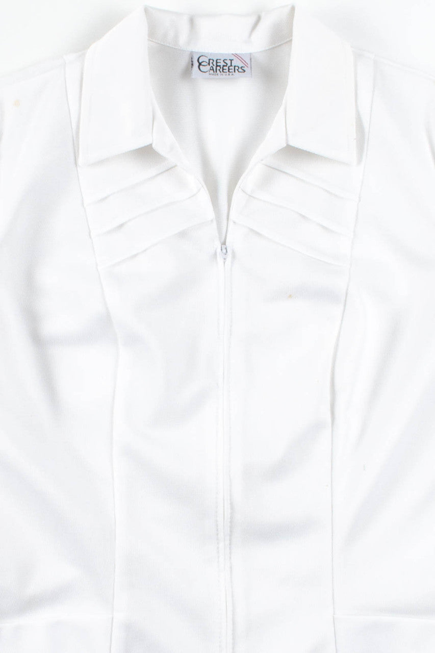 White Zip Up Uniform Top