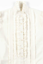 White Pleated Ruffled Blouse