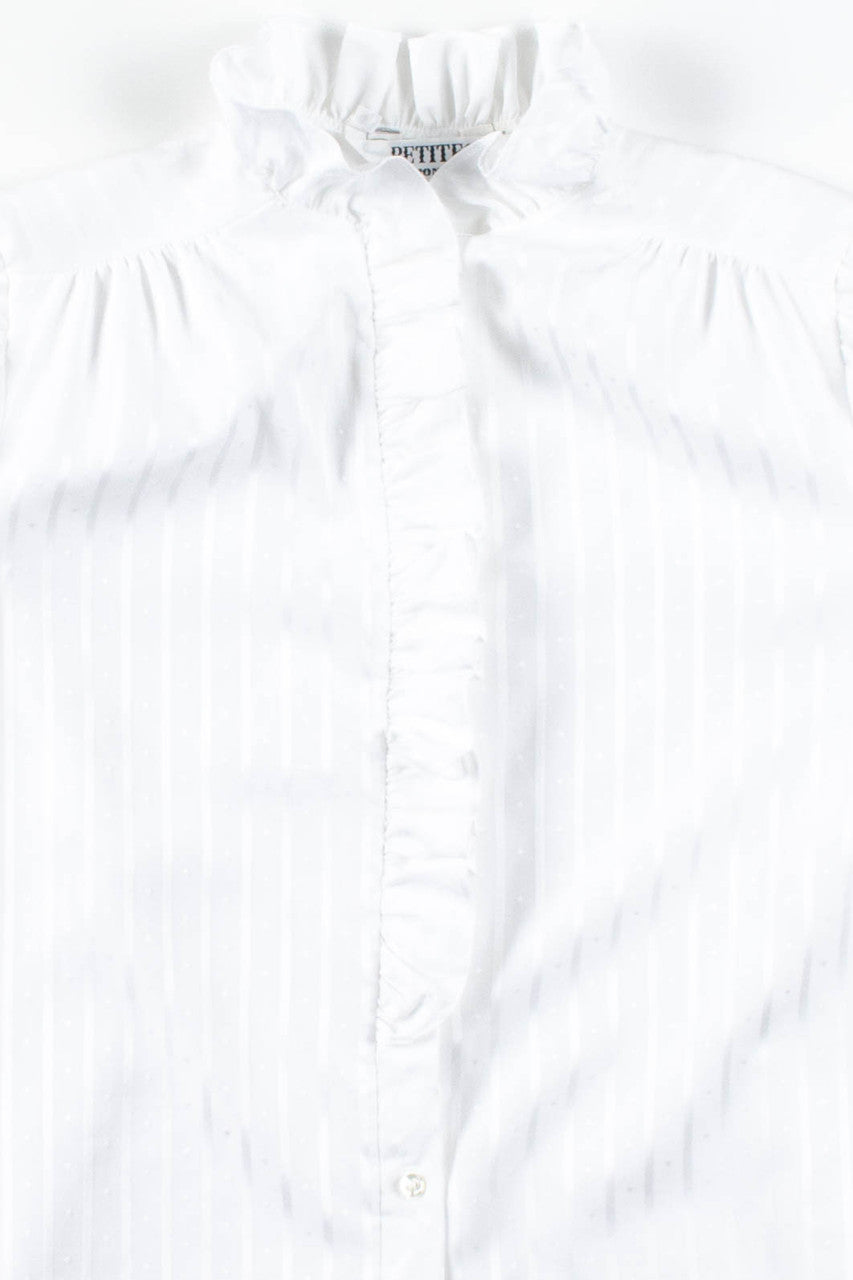 White Striped Ruffled Blouse