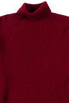 Red Ribbed Turtleneck Sweater