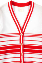 Red & White Ribbed Vintage Cardigan