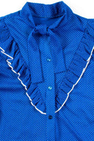 Blue Polka Dot Ruffled Blouse