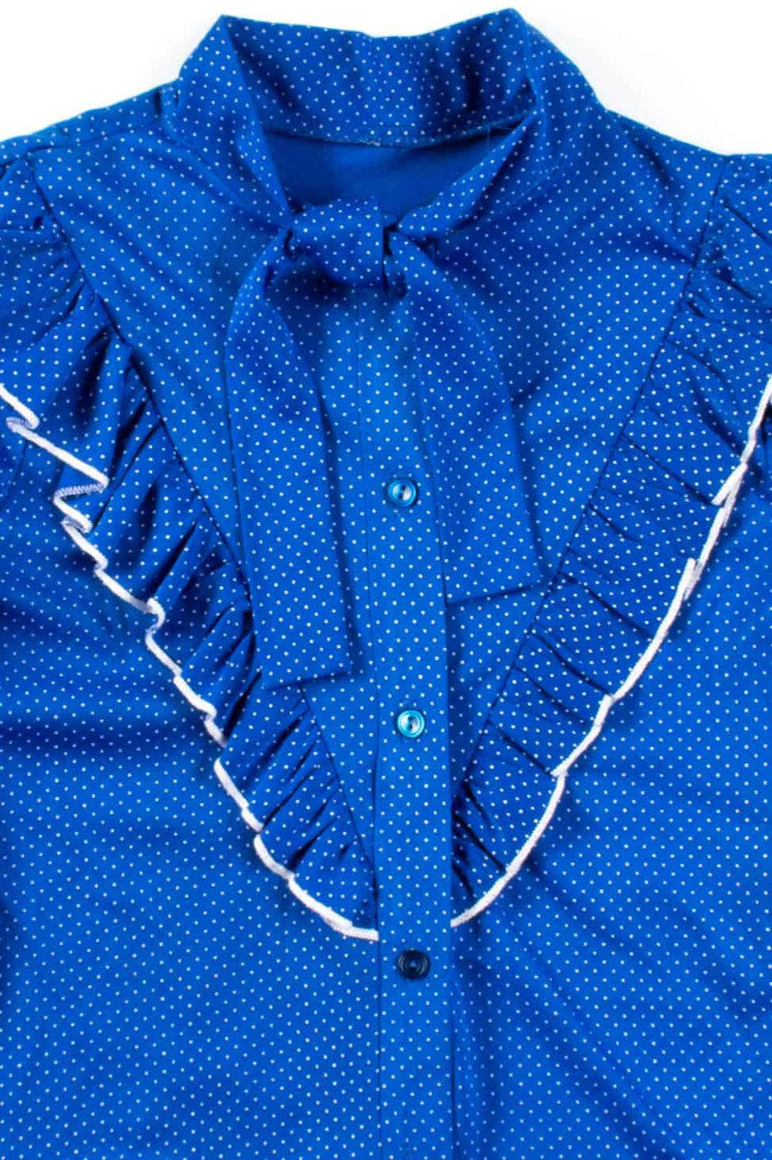 Blue Polka Dot Ruffled Blouse