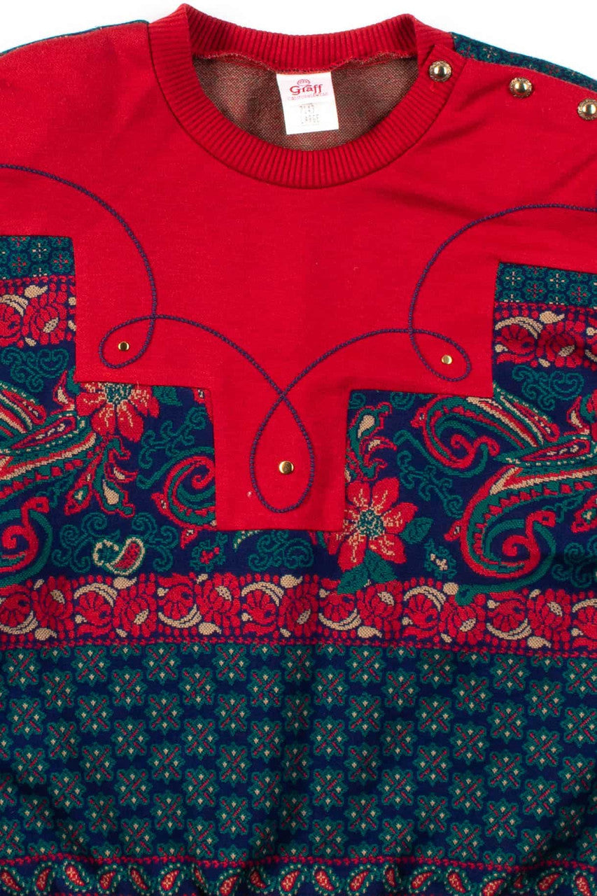 Holiday Paisley Sweater Blouse