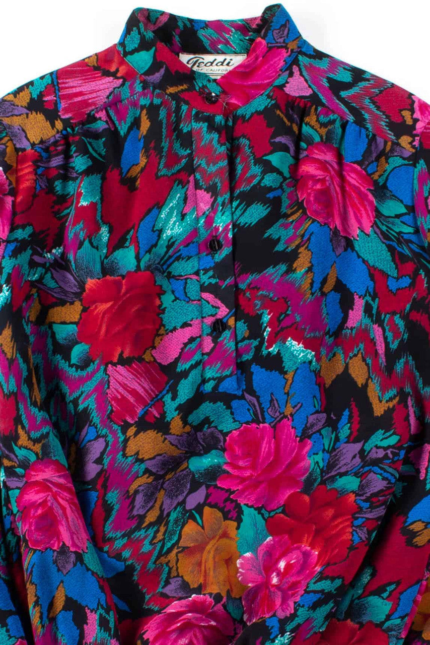Vintage Rainbow Floral Blouse
