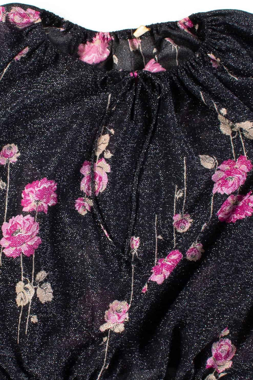 Black Glitter Sheer Blouse