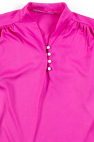 Fuschia Button Collar Blouse