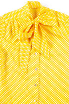 Yellow Polka Dot Tie Neck Blouse