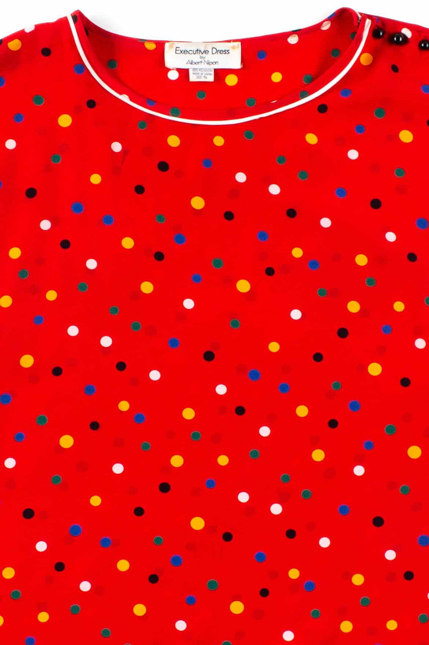 Red Dotted Shoulder Button Tee
