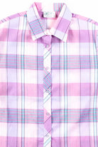 Lavender Plaid Button Up Blouse