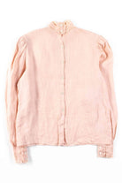 Pink Lace Linen Button Back Blouse