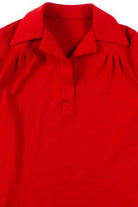 Red Collared V-Neck Blouse