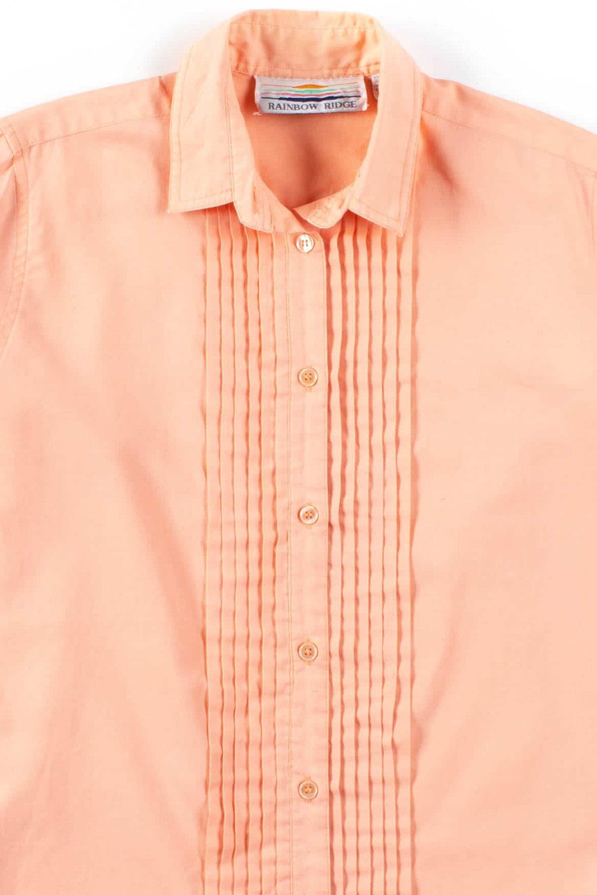 Pink Pleated Button Up Blouse