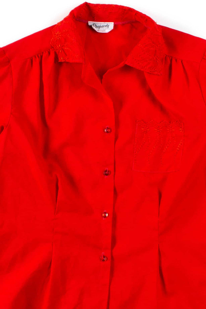 Red Lace Pocket Blouse