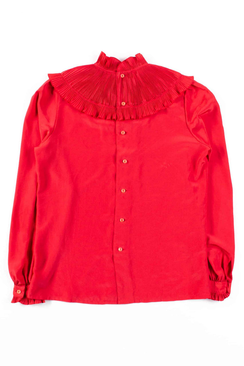 Ruched Neck Back Button Blouse