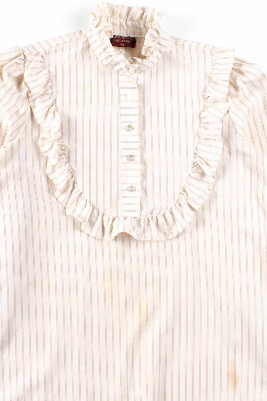 Vintage Ruffle Striped Maternity Blouse