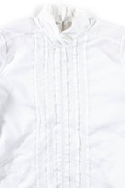 White Pleated Button Up Blouse