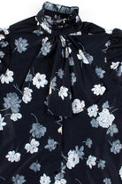 Black Floral Ruffle Trim Blouse