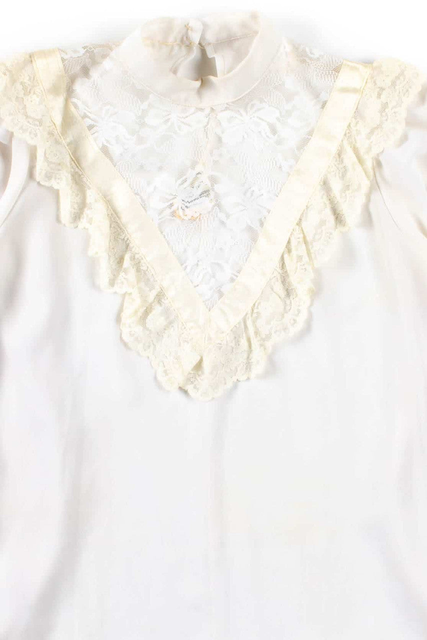 Vintage White Sheer Lace Blouse