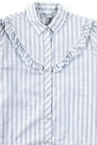 Plaid Ruched Shoulder Blouse