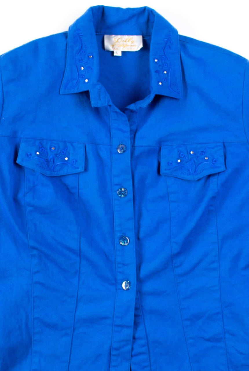 Blue Jewel Embroidered Blouse