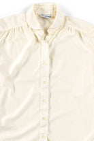 Shiny Cream Button Up Blouse
