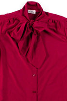 Red Wine Bow Collar Blouse