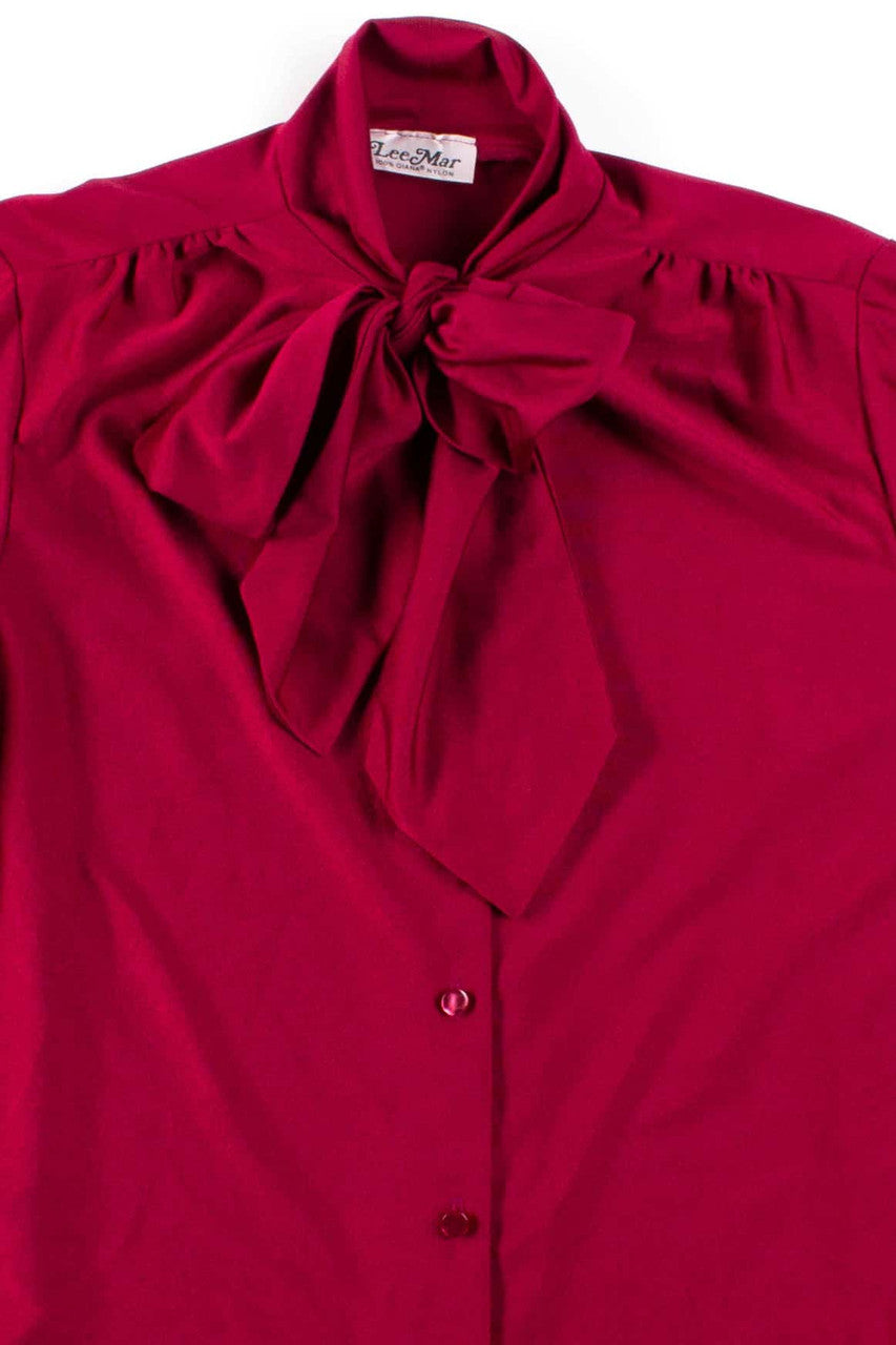 Red Wine Bow Collar Blouse