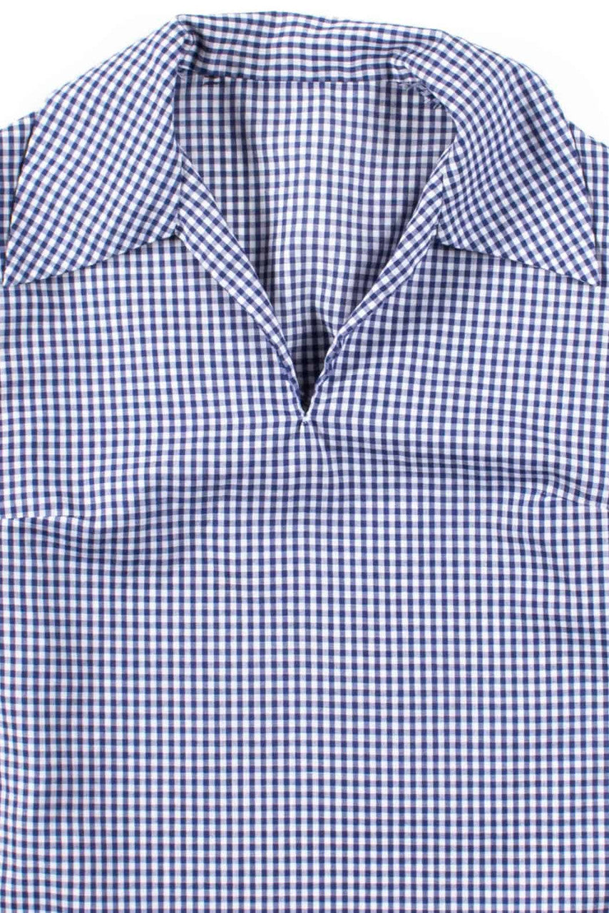 Blue Gingham V-Neck Top