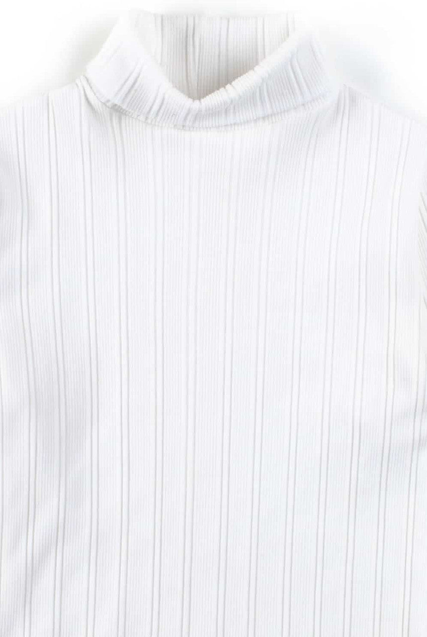 White Ribbed Turtleneck Top