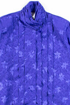 Purple Floral Pleated Blouse