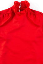 Red Ruffle Neck Blouse