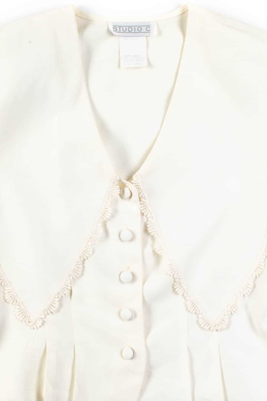 V-Neck Sheer Sleeve Blouse