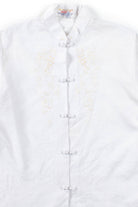White Floral Snap Button Top