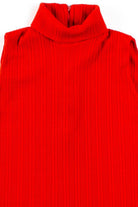 Red Ribbed Sleeveless Turtleneck Top