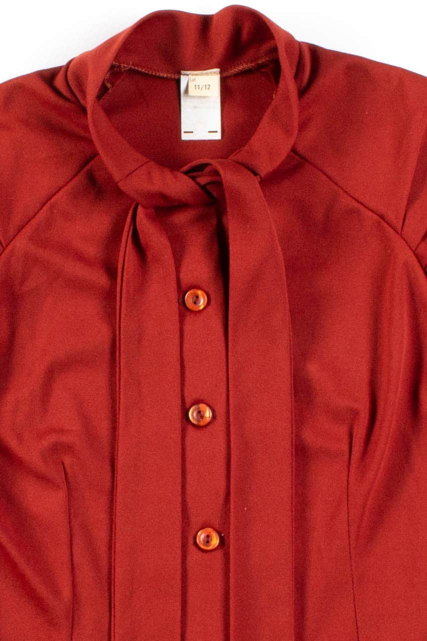 Rust Sleeveless Bow Collar Top