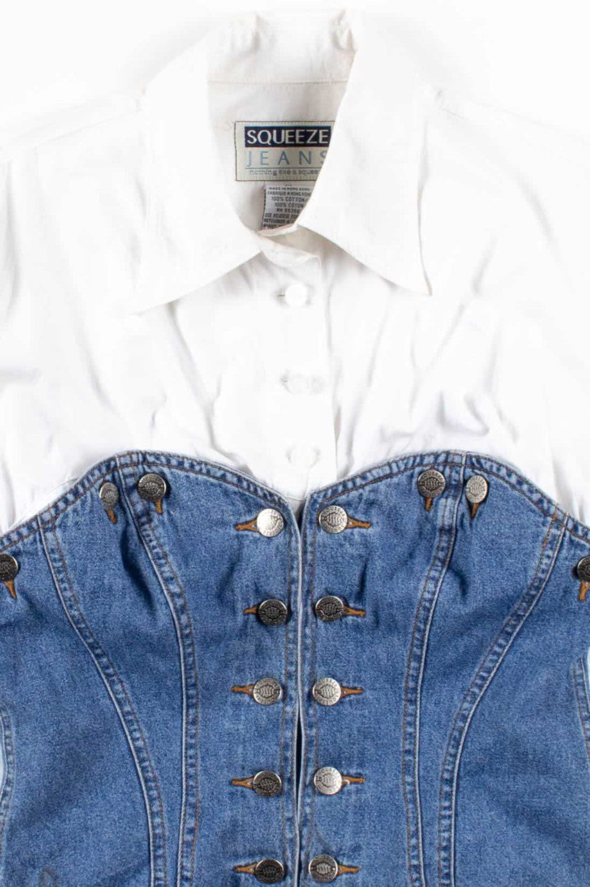 Denim Two-Piece Button Up Vintage Top