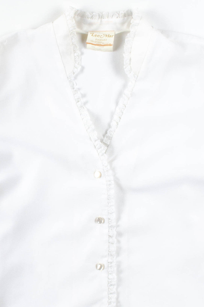 White Lace Trimmed Blouse