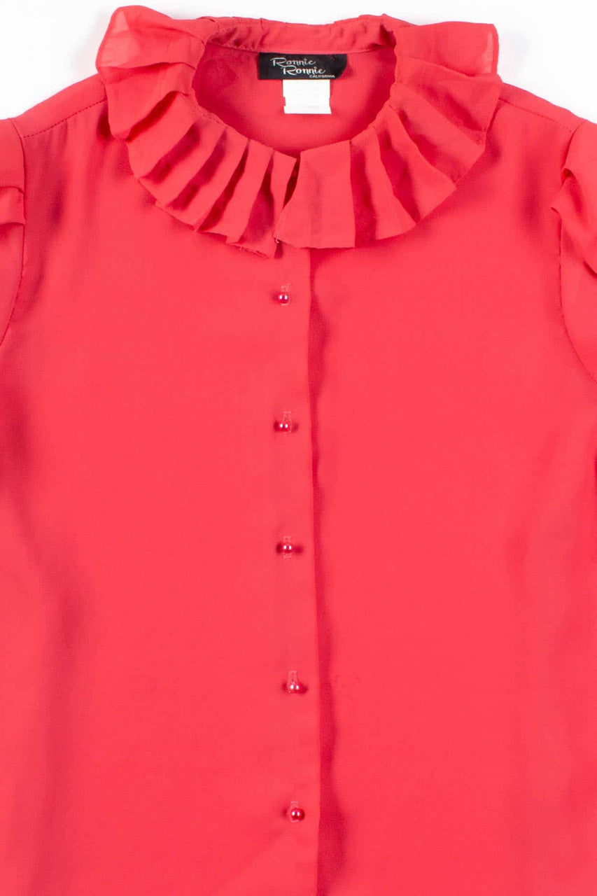 Pink Pleated Collar Blouse