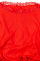 Red Lace Trimmed Crop Blouse