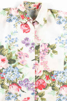 White Floral Button Up Vintage Top