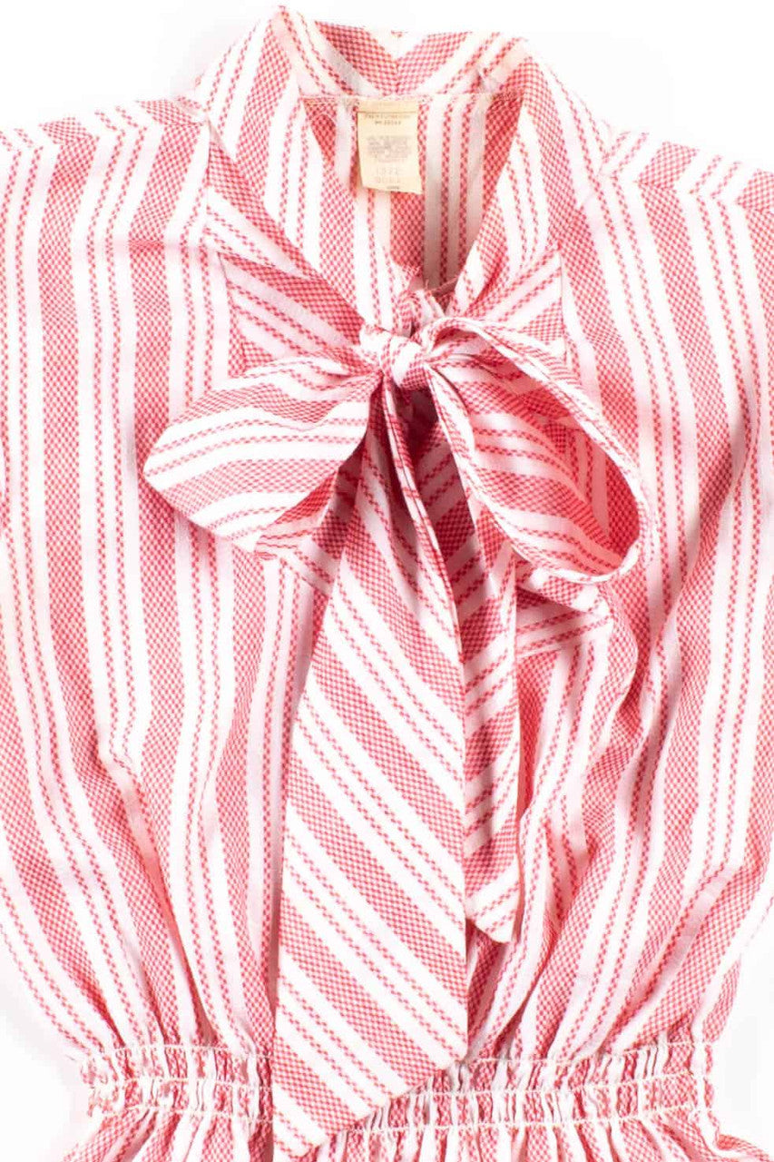 Vintage Red Striped Knotted Peplum Top