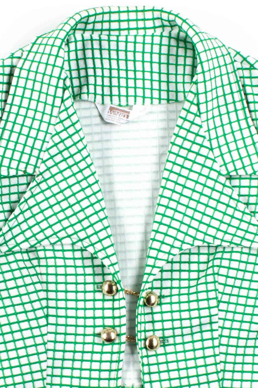 Vintage Green Grid Crop Jacket