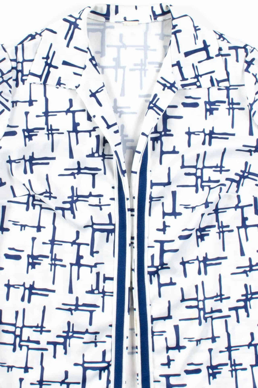 Blue Hash Mark Open Front Shirt