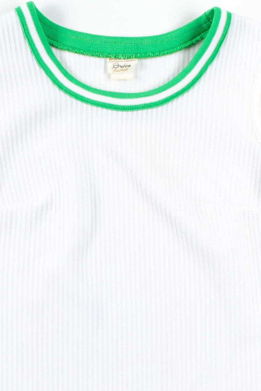 Vintage White Ribbed Sleeveless Top